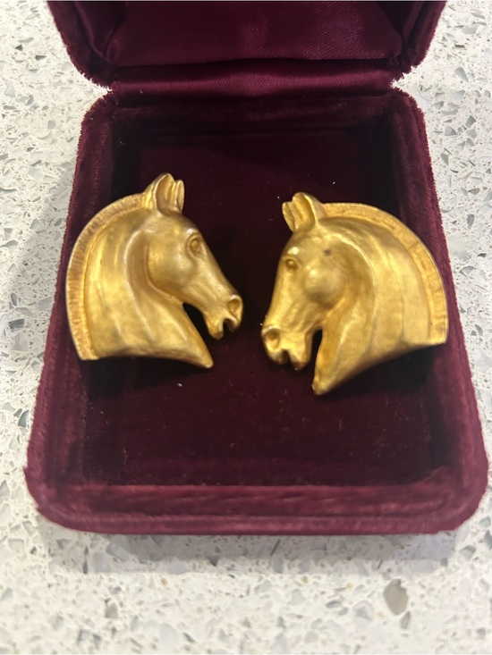 Hermes Jewelry - Hermes Gold Horse Head Earrings